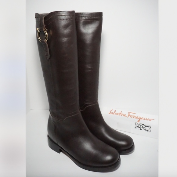 Salvatore Ferragamo Gancini Knee High Riding Boot - Picture 3 of 8